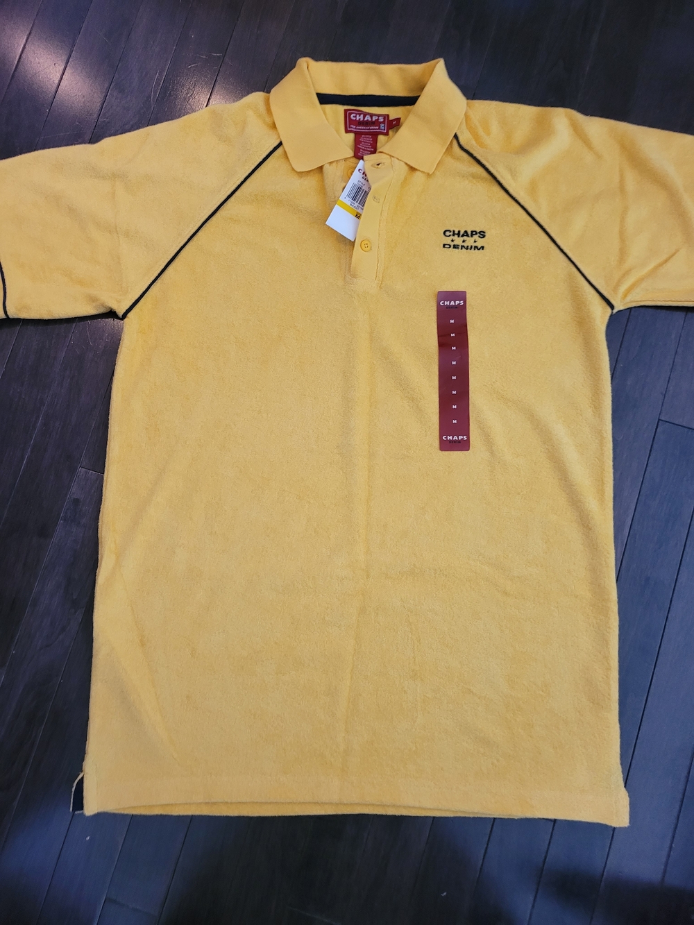 Chaps Men's Yellow Polo with Contrast Piping